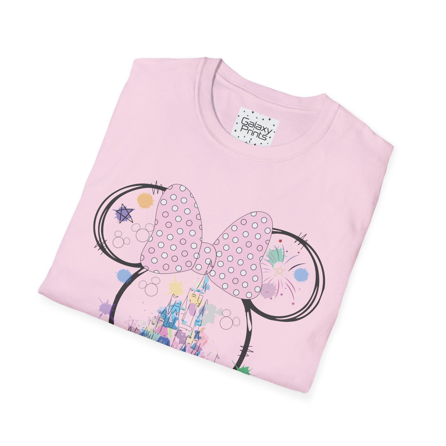 Unisex T-Shirt - DISNEY Inspired - 'Minnie Bow with Pink Castle'