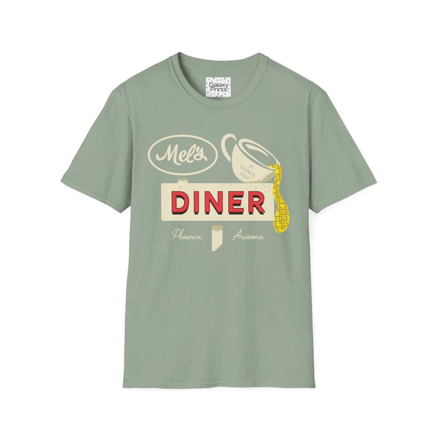 Unisex T-Shirt - POP Culture - 'Mel's Diner Phoenix, AX from the Sitcom Alice - Kiss my grits Mel'