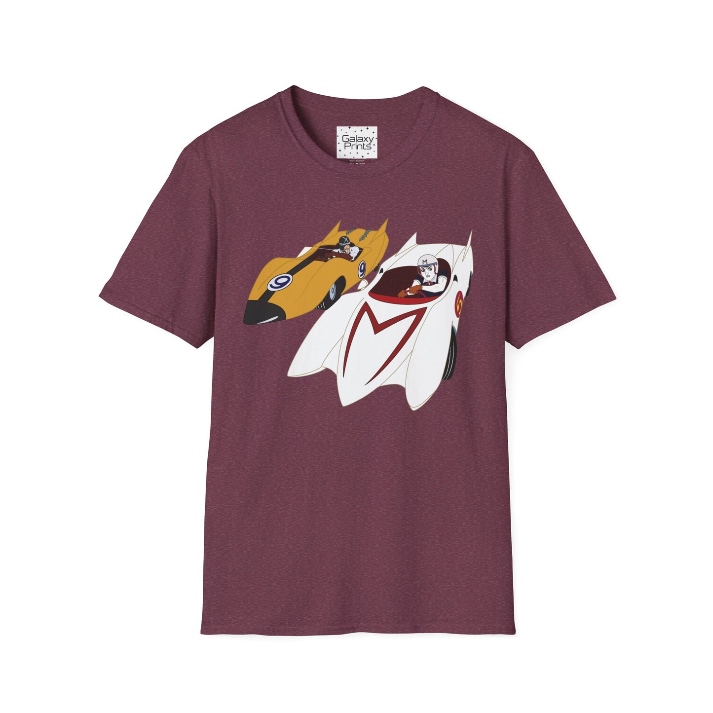 Unisex T-Shirt - POP Culture - 'The MACH 5 and Racer X from the Cartoon SPEED RACER - Go Speed Racer, Go Speed Racer, Go Speed Racer, Goooo'