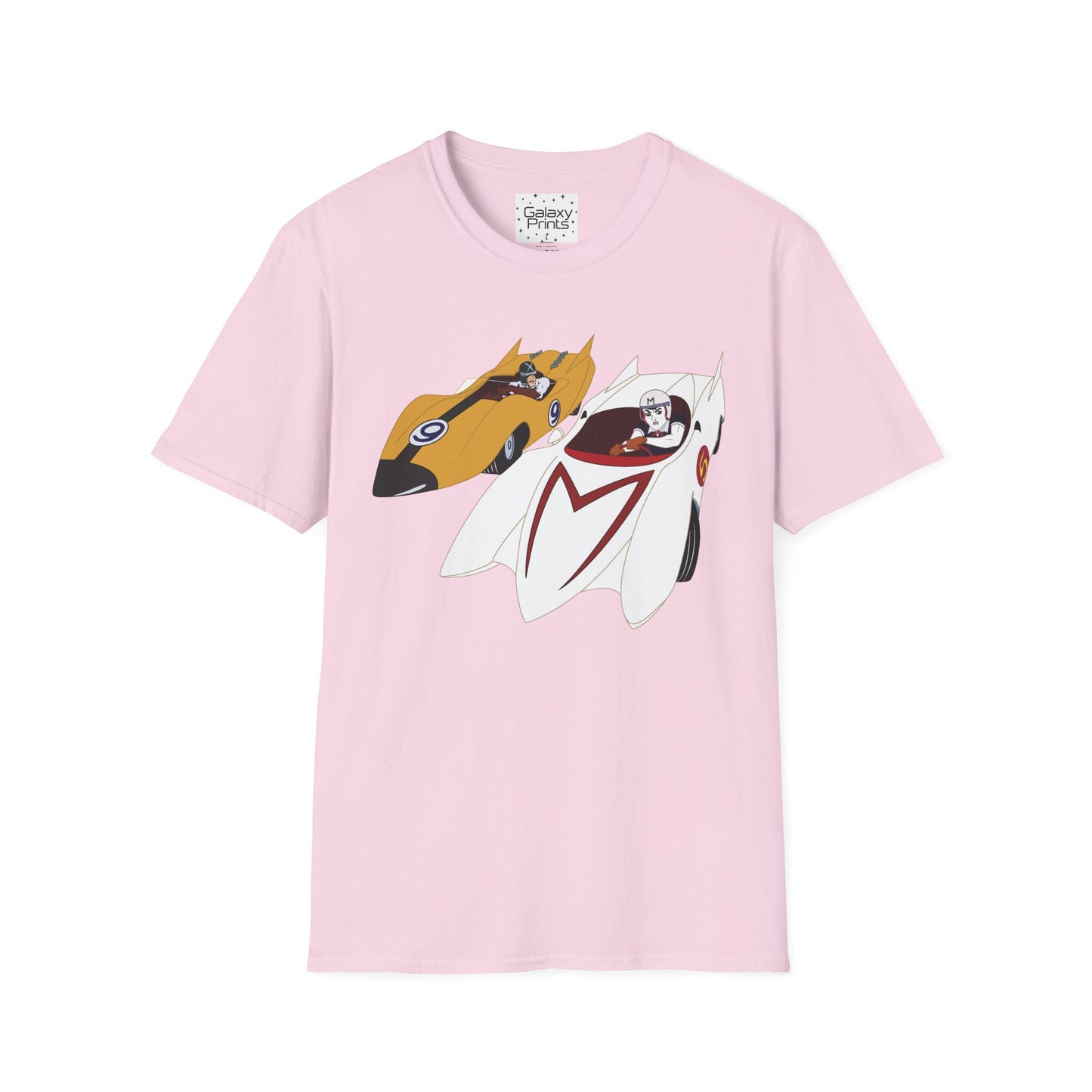 Unisex T-Shirt - POP Culture - 'The MACH 5 and Racer X from the Cartoon SPEED RACER - Go Speed Racer, Go Speed Racer, Go Speed Racer, Goooo'