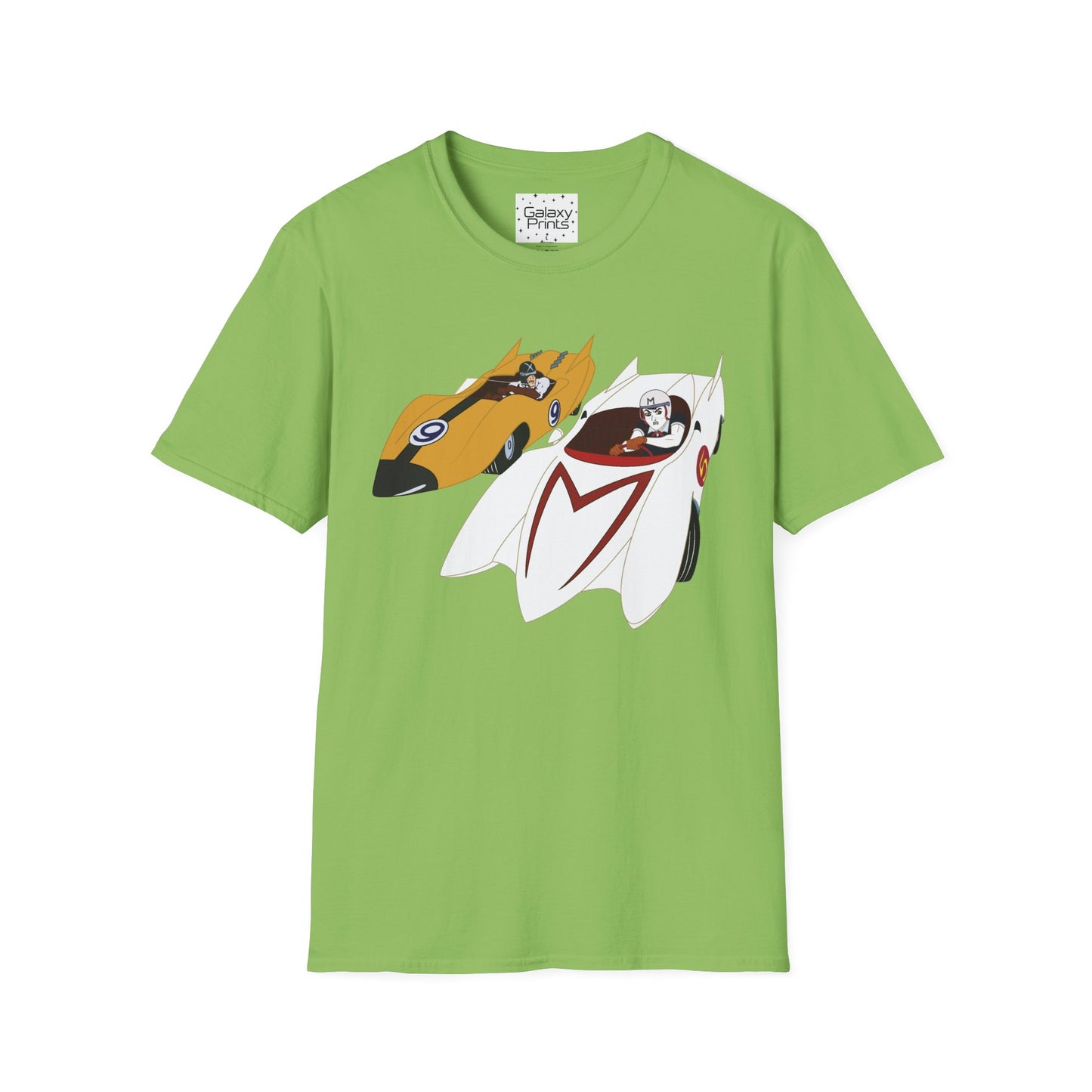 Unisex T-Shirt - POP Culture - 'The MACH 5 and Racer X from the Cartoon SPEED RACER - Go Speed Racer, Go Speed Racer, Go Speed Racer, Goooo'