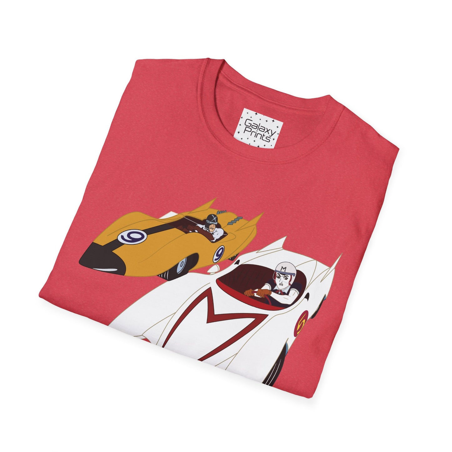 Unisex T-Shirt - POP Culture - 'The MACH 5 and Racer X from the Cartoon SPEED RACER - Go Speed Racer, Go Speed Racer, Go Speed Racer, Goooo'