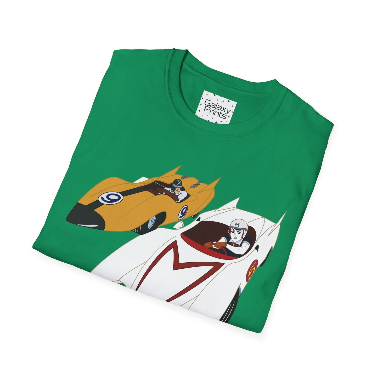 Unisex T-Shirt - POP Culture - 'The MACH 5 and Racer X from the Cartoon SPEED RACER - Go Speed Racer, Go Speed Racer, Go Speed Racer, Goooo'