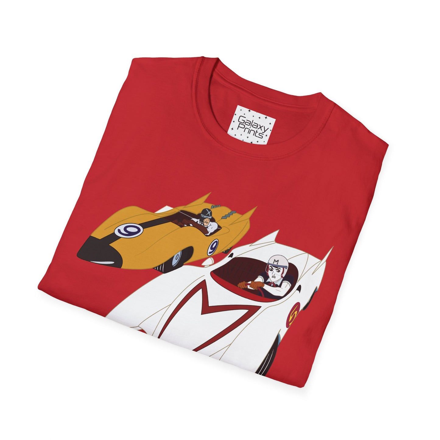 Unisex T-Shirt - POP Culture - 'The MACH 5 and Racer X from the Cartoon SPEED RACER - Go Speed Racer, Go Speed Racer, Go Speed Racer, Goooo'