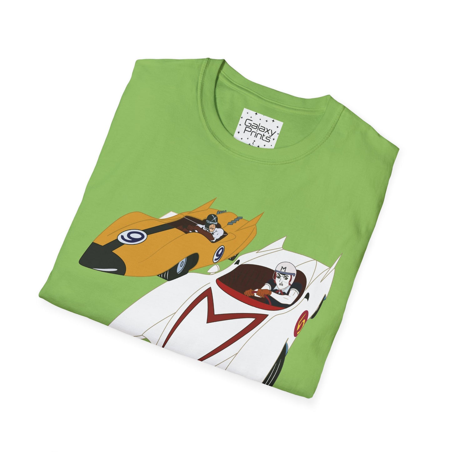 Unisex T-Shirt - POP Culture - 'The MACH 5 and Racer X from the Cartoon SPEED RACER - Go Speed Racer, Go Speed Racer, Go Speed Racer, Goooo'
