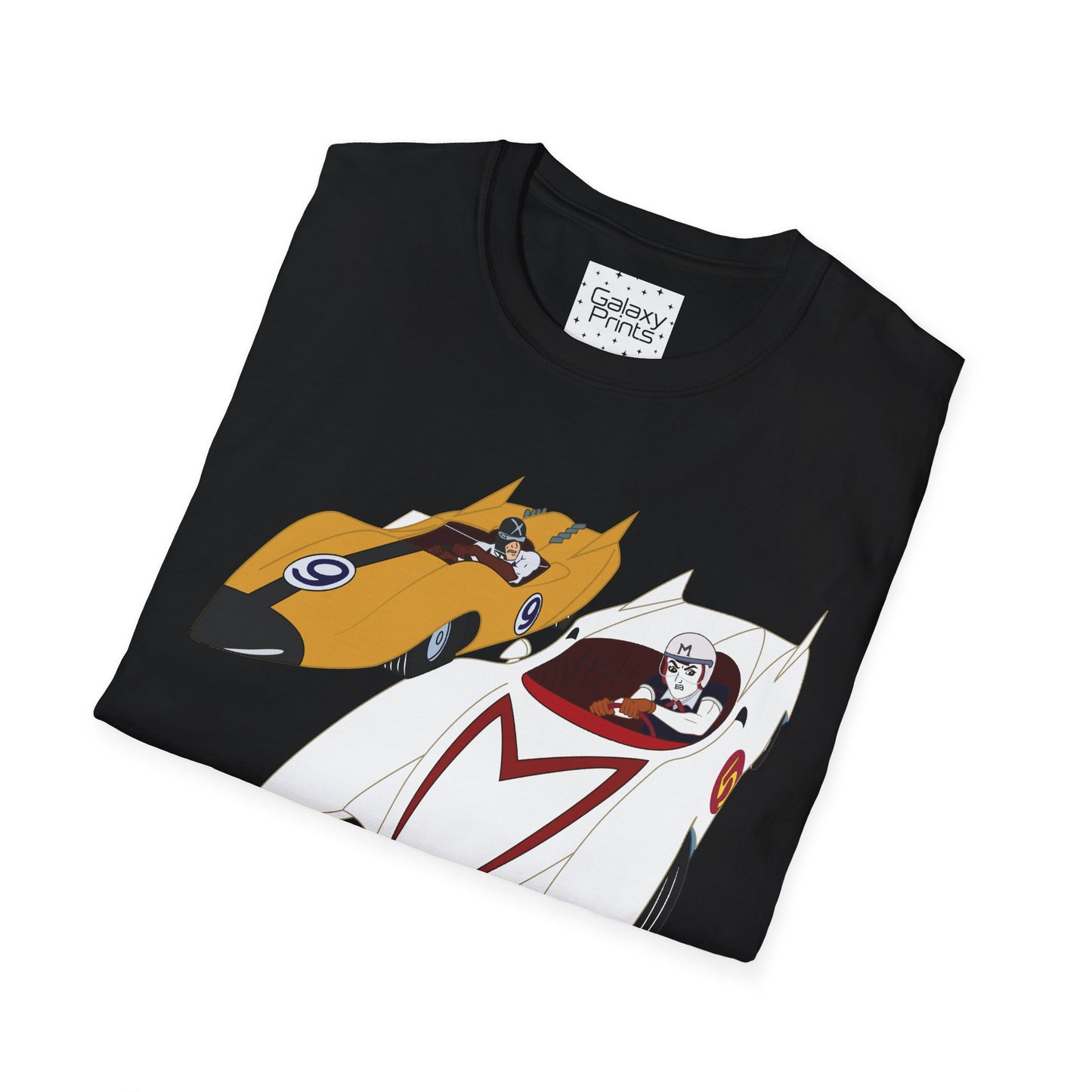 Unisex T-Shirt - POP Culture - 'The MACH 5 and Racer X from the Cartoon SPEED RACER - Go Speed Racer, Go Speed Racer, Go Speed Racer, Goooo'