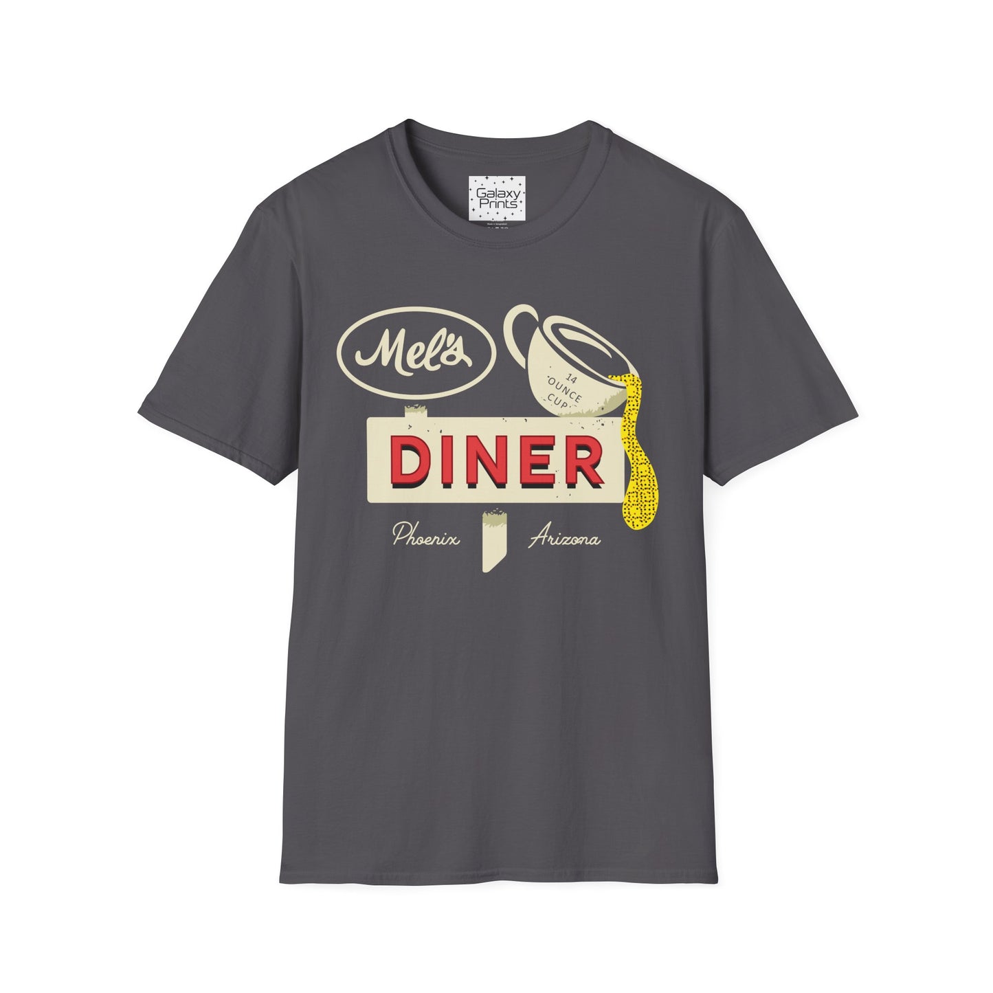 Unisex T-Shirt - POP Culture - 'Mel's Diner Phoenix, AX from the Sitcom Alice - Kiss my grits Mel'