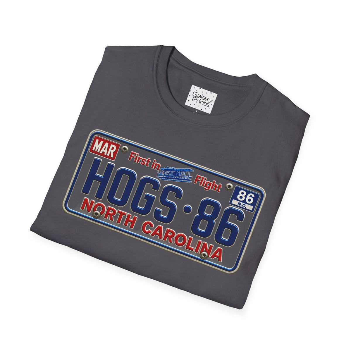 Hogs•86 North Carolina License Plate T-Shirt - Retro See Through Plate - Hoggard Vikings