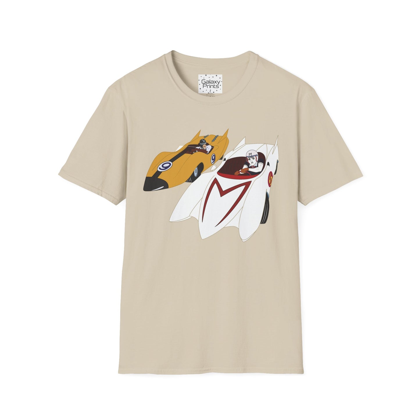 Unisex T-Shirt - POP Culture - 'The MACH 5 and Racer X from the Cartoon SPEED RACER - Go Speed Racer, Go Speed Racer, Go Speed Racer, Goooo'