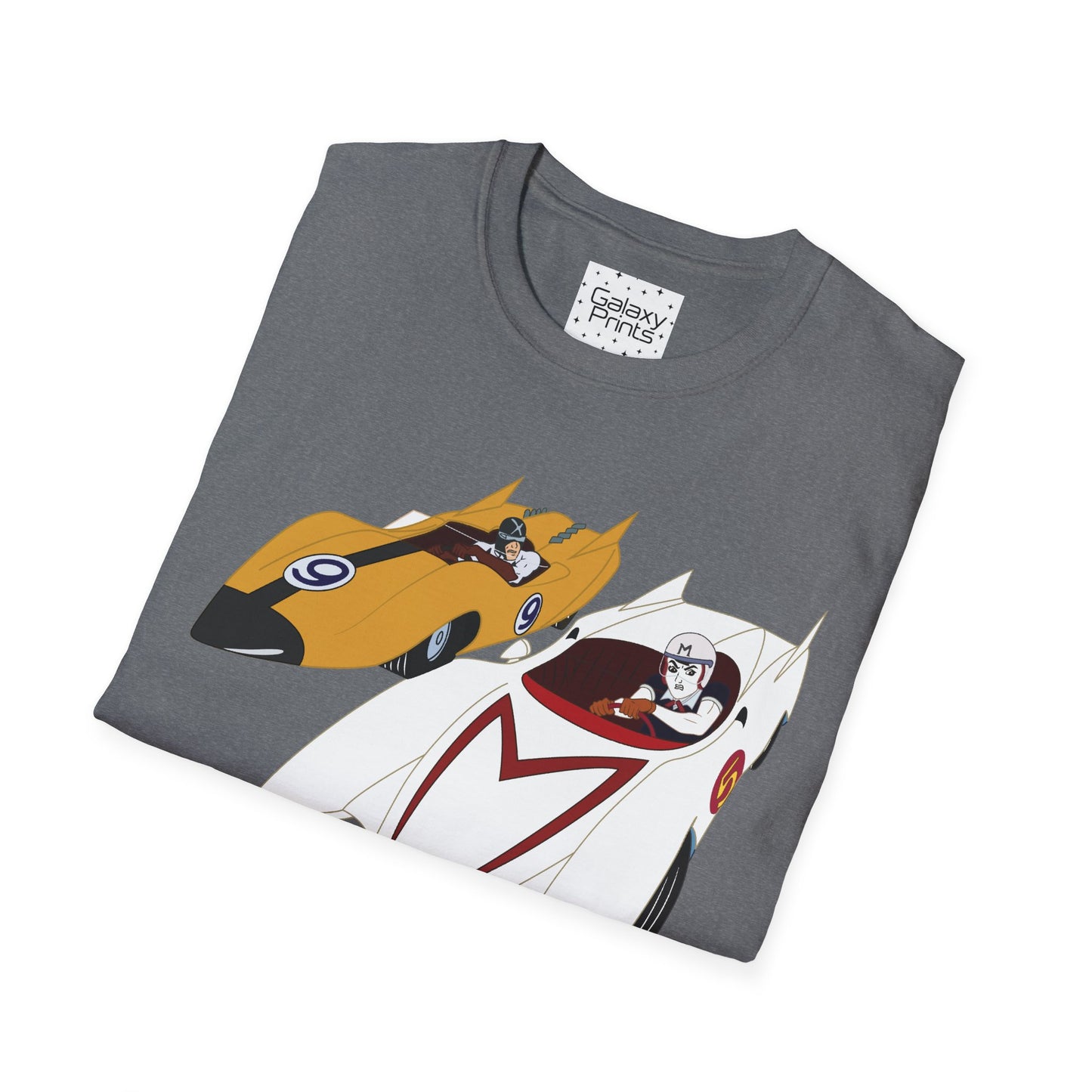 Unisex T-Shirt - POP Culture - 'The MACH 5 and Racer X from the Cartoon SPEED RACER - Go Speed Racer, Go Speed Racer, Go Speed Racer, Goooo'