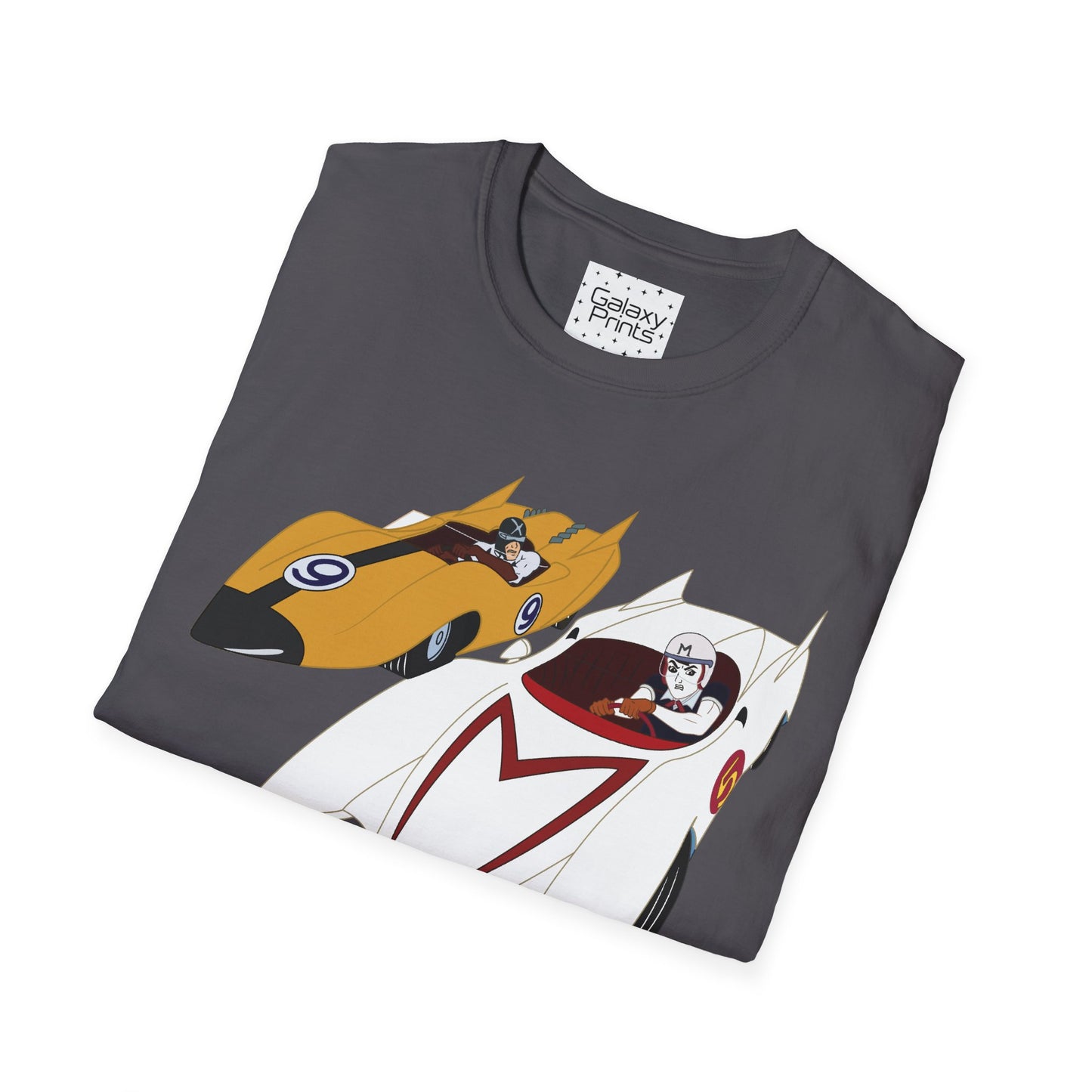 Unisex T-Shirt - POP Culture - 'The MACH 5 and Racer X from the Cartoon SPEED RACER - Go Speed Racer, Go Speed Racer, Go Speed Racer, Goooo'