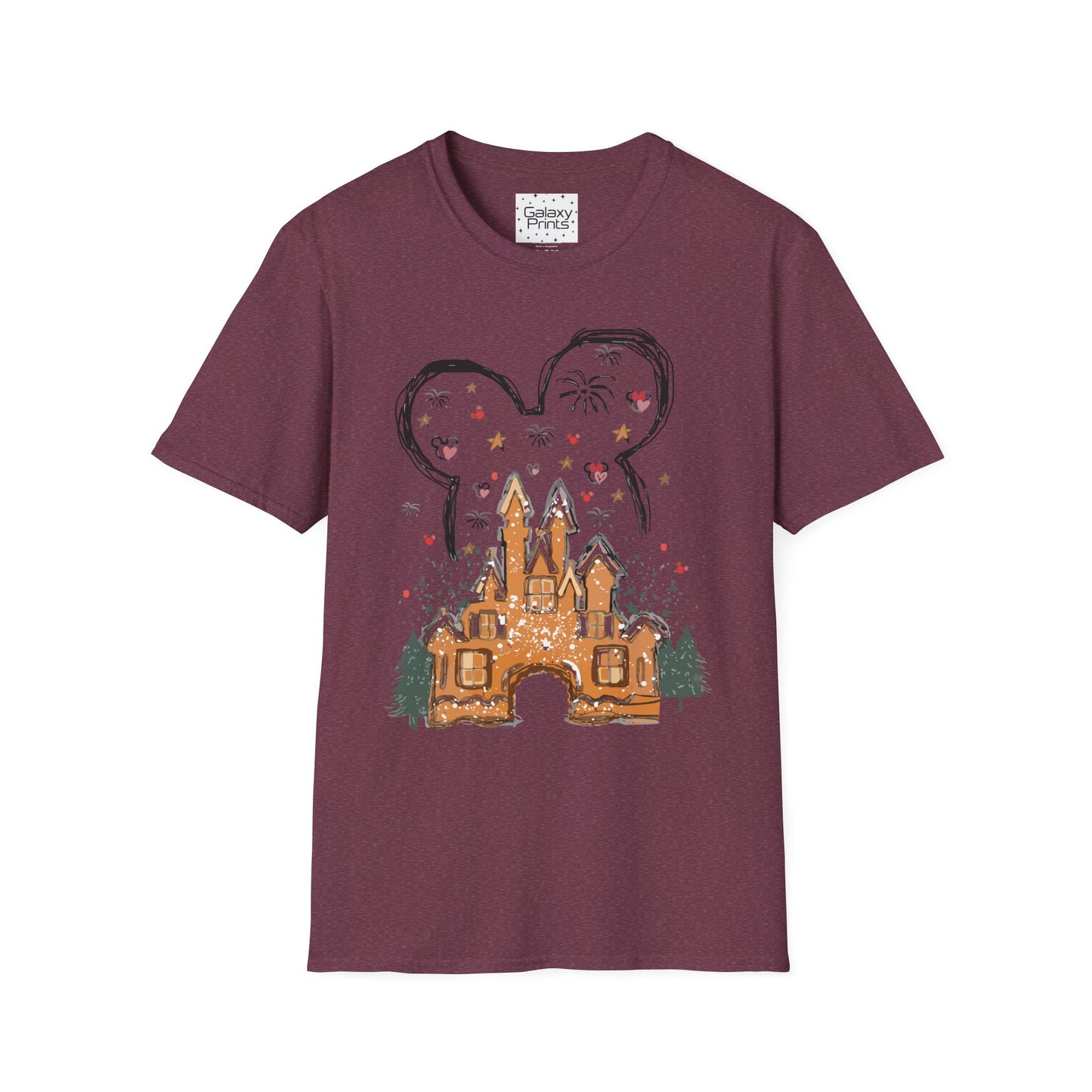 Unisex T-Shirt - DISNEY Inspired - 'Gingerbread Princess Castle with Fireworks'