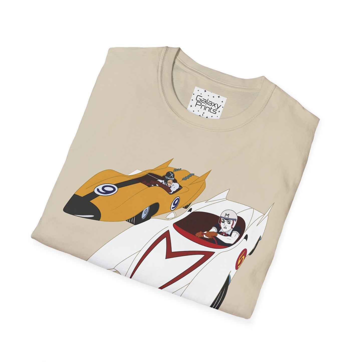 Unisex T-Shirt - POP Culture - 'The MACH 5 and Racer X from the Cartoon SPEED RACER - Go Speed Racer, Go Speed Racer, Go Speed Racer, Goooo'