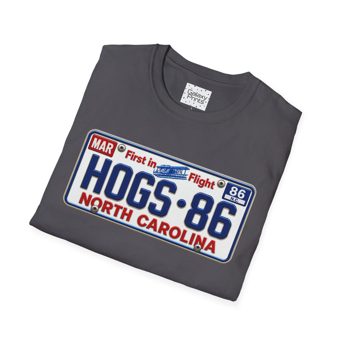 North Carolina 'HOGS 86' License Plate T-Shirt – Vintage State Pride Tee - Hoggard Vikings - Retro
