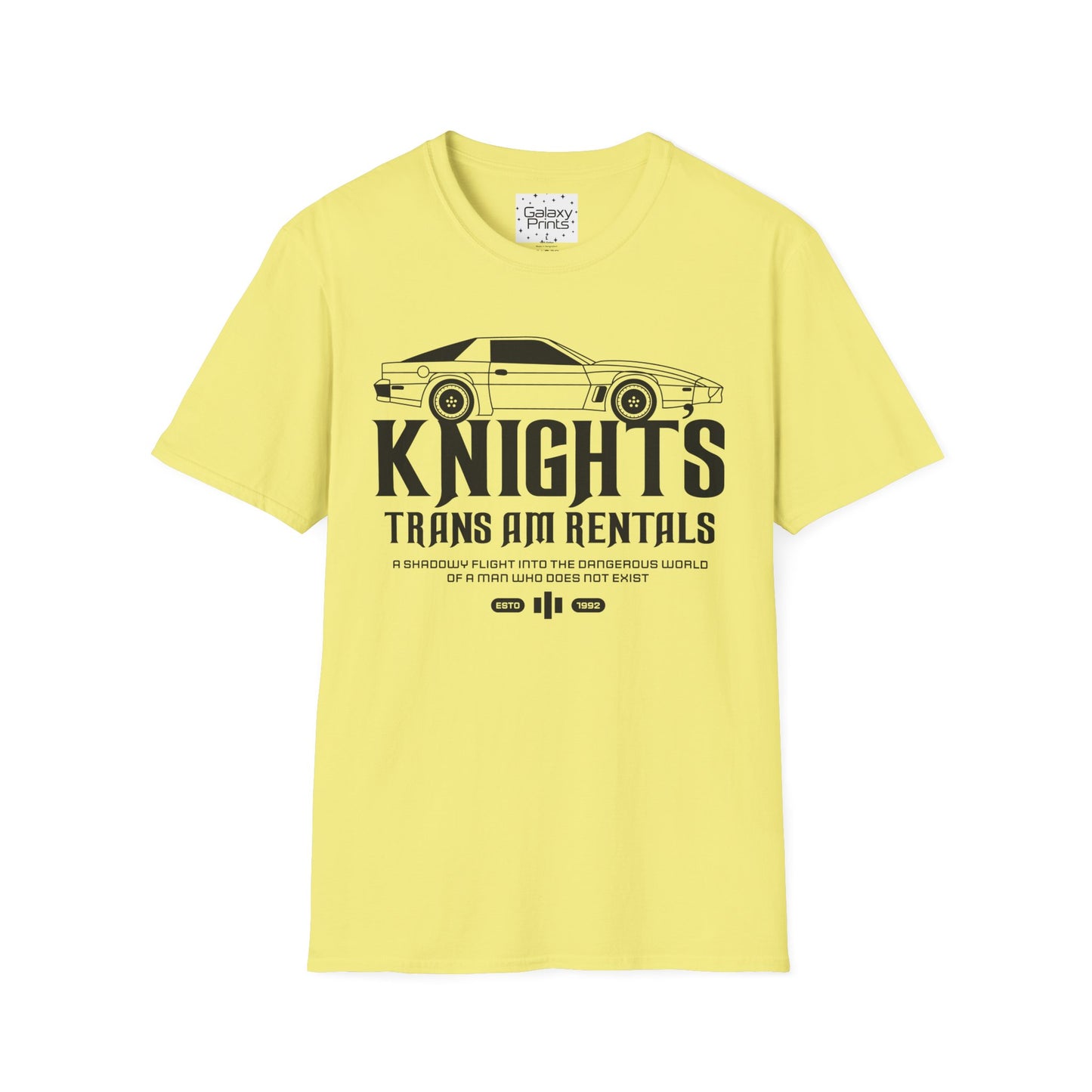 Unisex T-Shirt - POP Culture - 'From the Hit TV Show NIGHTRIDER it's KITT Car with KNIGHT's Trans Am Rentals'