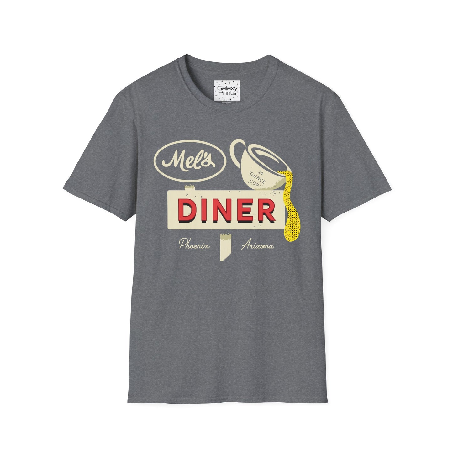 Unisex T-Shirt - POP Culture - 'Mel's Diner Phoenix, AX from the Sitcom Alice - Kiss my grits Mel'