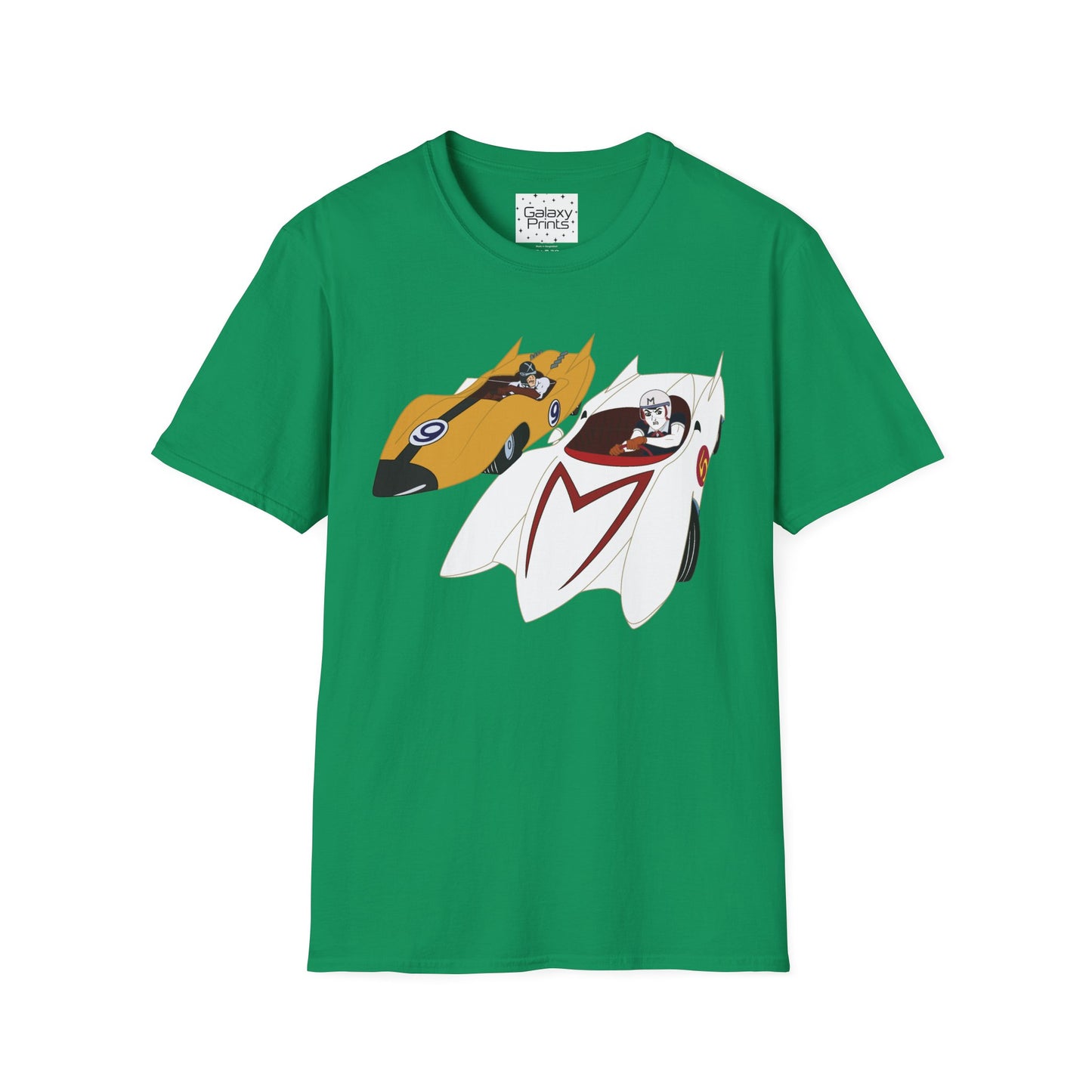 Unisex T-Shirt - POP Culture - 'The MACH 5 and Racer X from the Cartoon SPEED RACER - Go Speed Racer, Go Speed Racer, Go Speed Racer, Goooo'