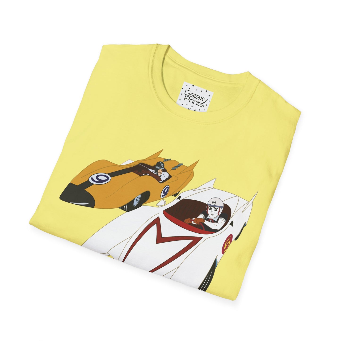Unisex T-Shirt - POP Culture - 'The MACH 5 and Racer X from the Cartoon SPEED RACER - Go Speed Racer, Go Speed Racer, Go Speed Racer, Goooo'
