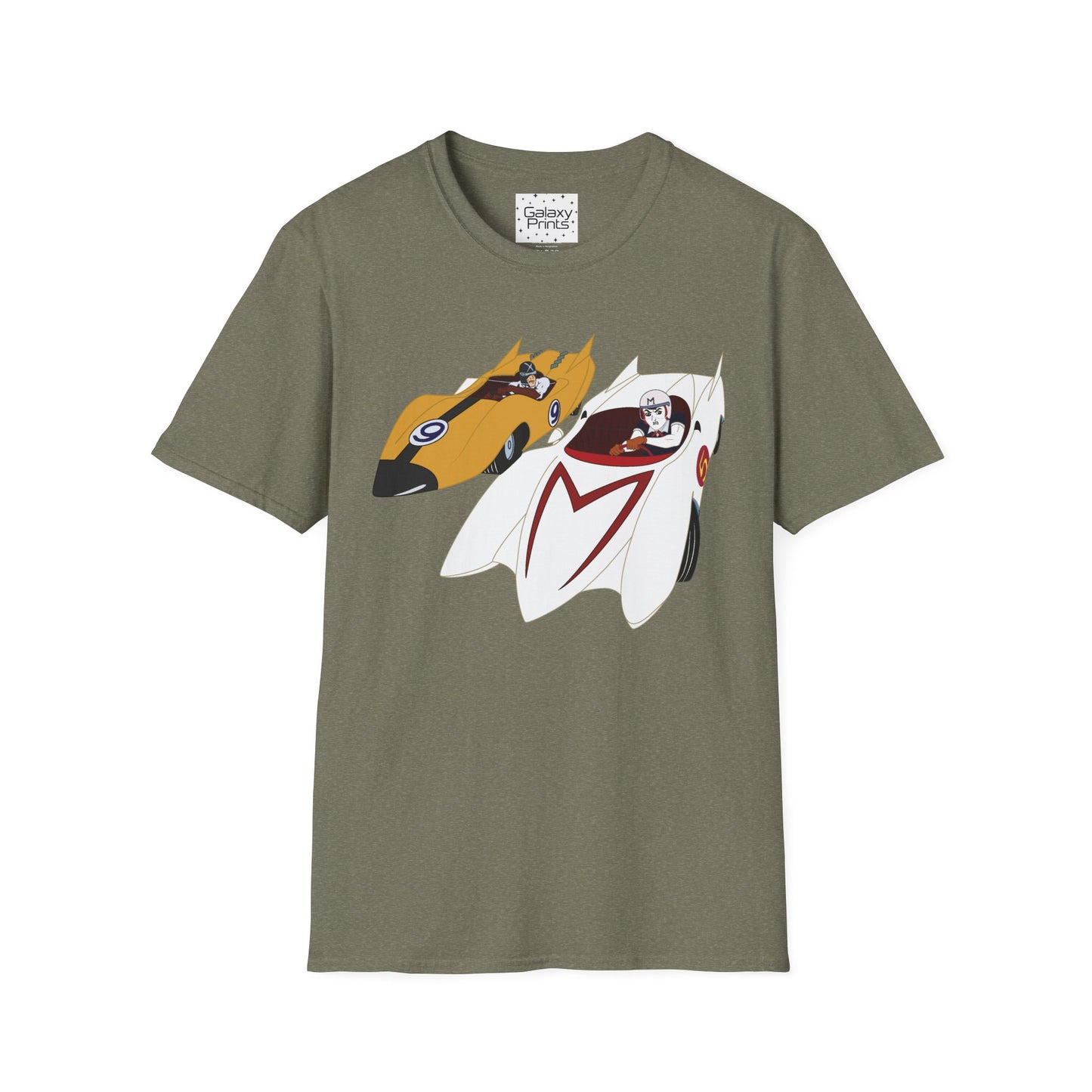 Unisex T-Shirt - POP Culture - 'The MACH 5 and Racer X from the Cartoon SPEED RACER - Go Speed Racer, Go Speed Racer, Go Speed Racer, Goooo'