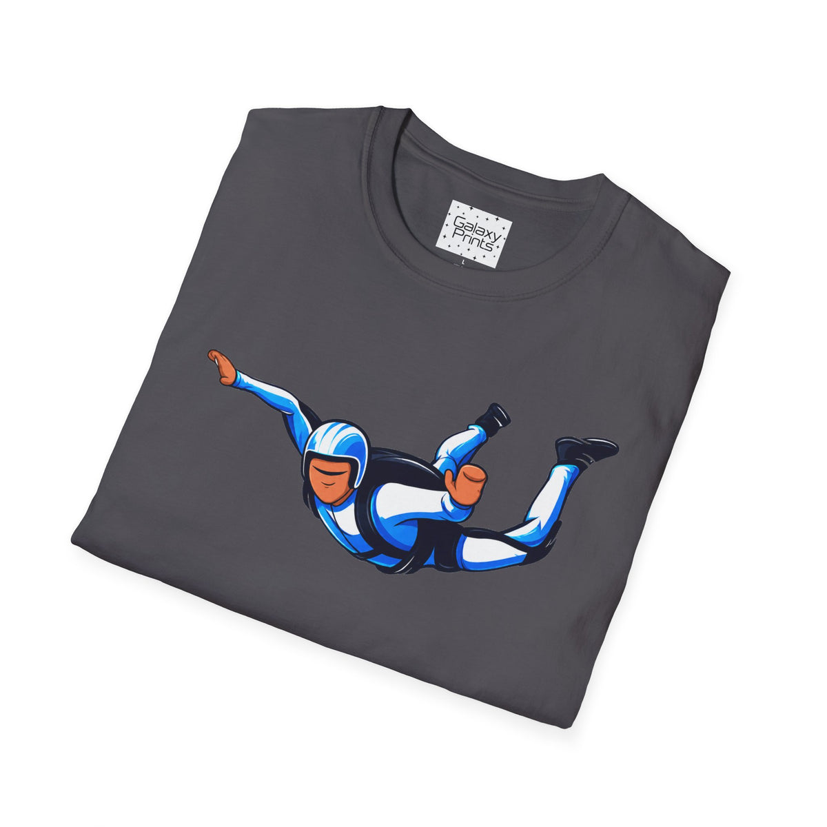 Skydiver Graphic T-Shirt — Blue Wingsuit Freefall Tee - I Survived on the back