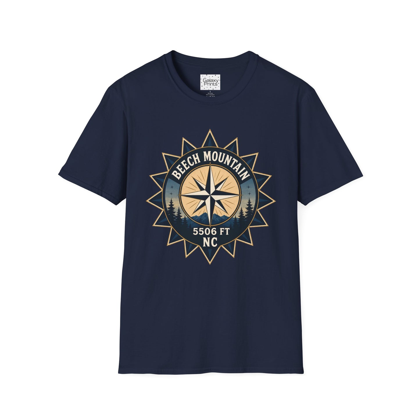 Beech Mountain Compass T-Shirt — Vintage NC 5506 ft Outdoor Tee
