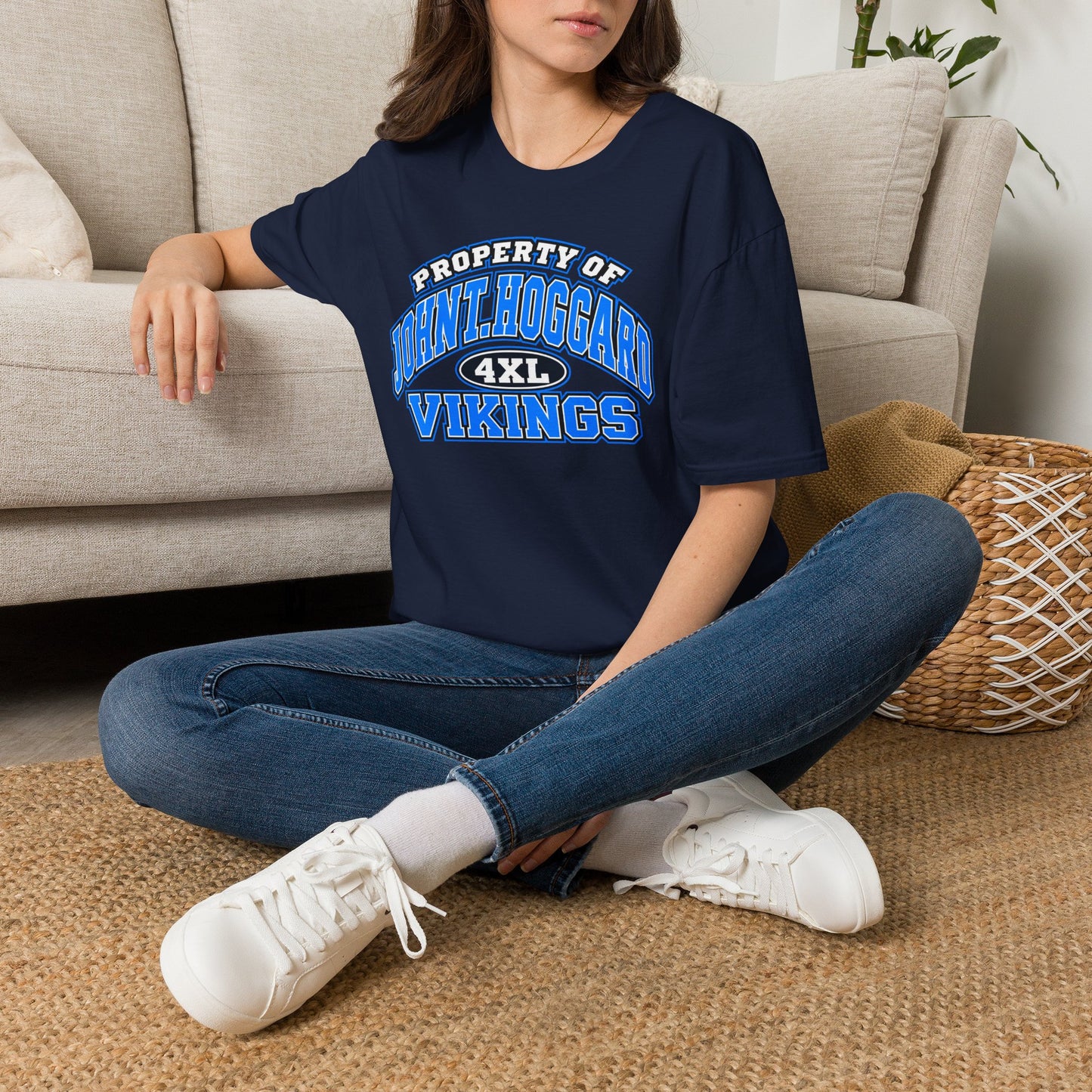 Property of JTH Vikings T‑Shirt 4XL — Viking in Power Circle back - Hoggard School Spirit Tee