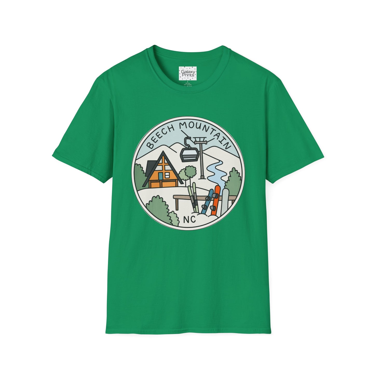 Beech Mountain NC Ski Lift Cartoon T-Shirt — Mountain Cabin & River Outdoor Cartoon Graphic Tee