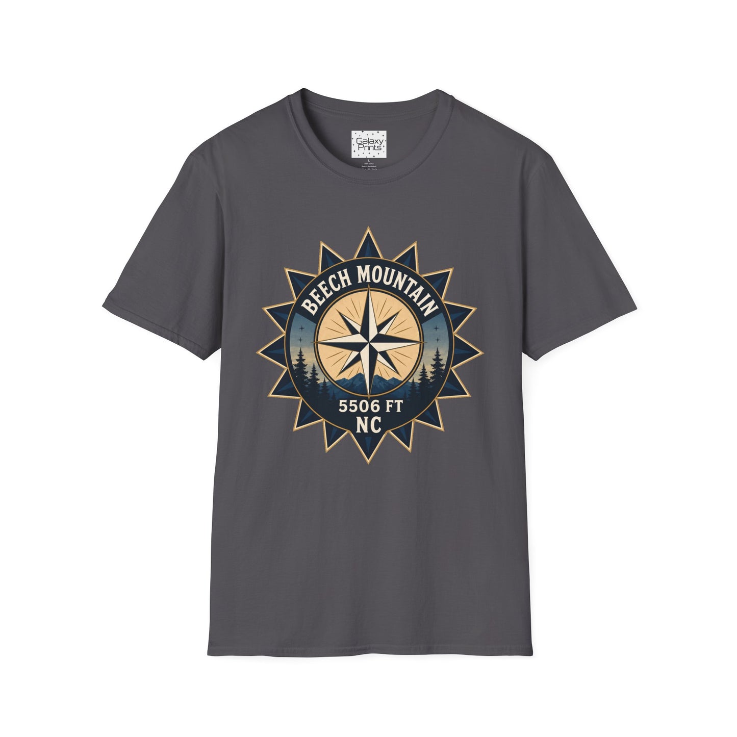 Beech Mountain Compass T-Shirt — Vintage NC 5506 ft Outdoor Tee