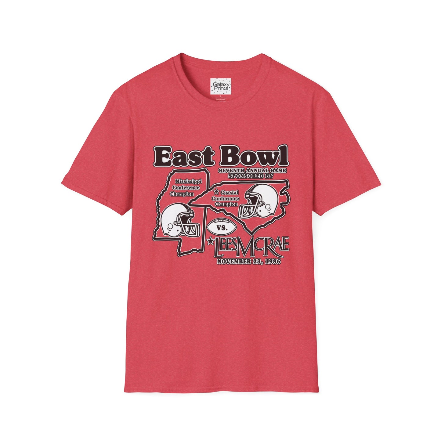 1986 East Bowl Vintage Football T-Shirt — Retro Game Day Tee (East Bowl, Lees McRae)