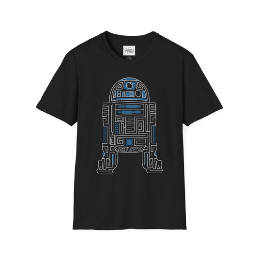 Star Wars Inspired Unisex T-Shirt - R2 D2 Digital Outline Framework Graphic Tee