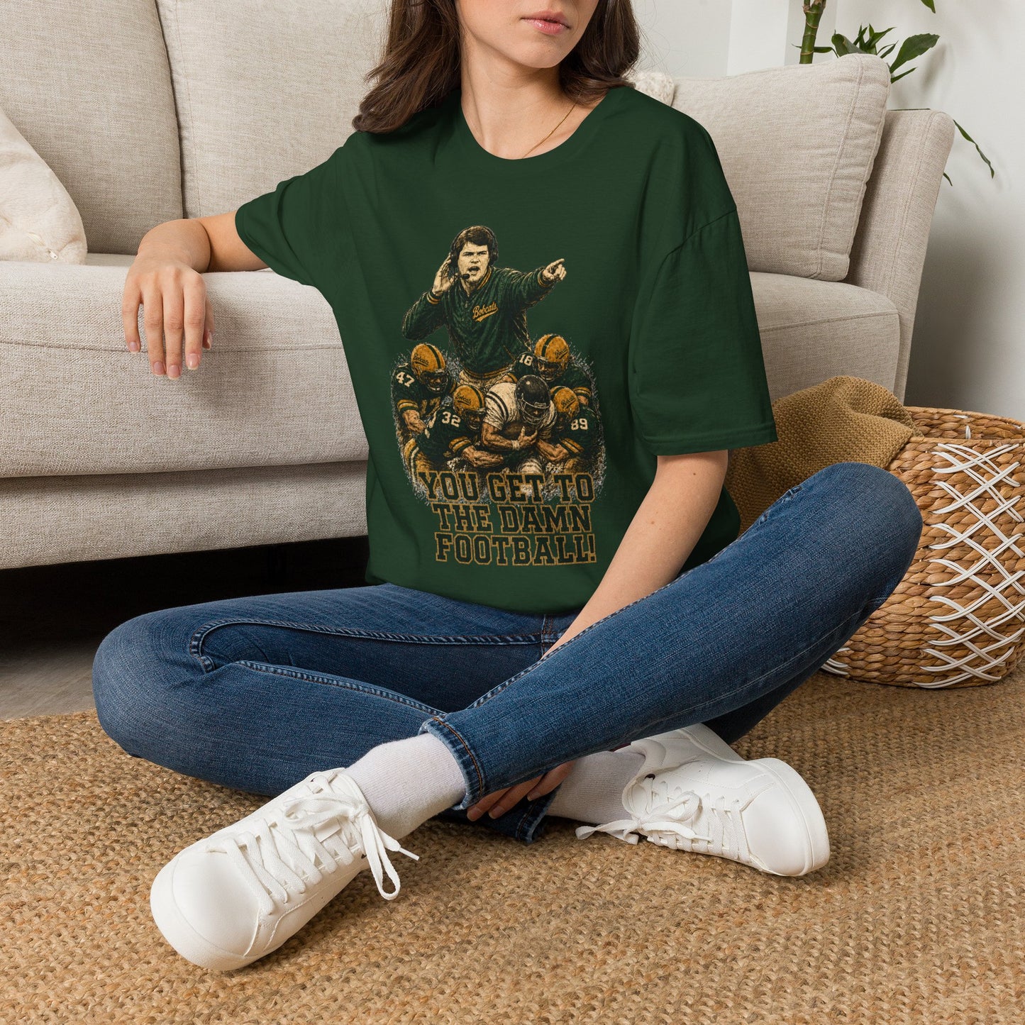 Lees-McRae College Bobcats Vintage Football T-Shirt — Coach Johnson #2  "You Get To The Darm Football" - Forever Undefeated
