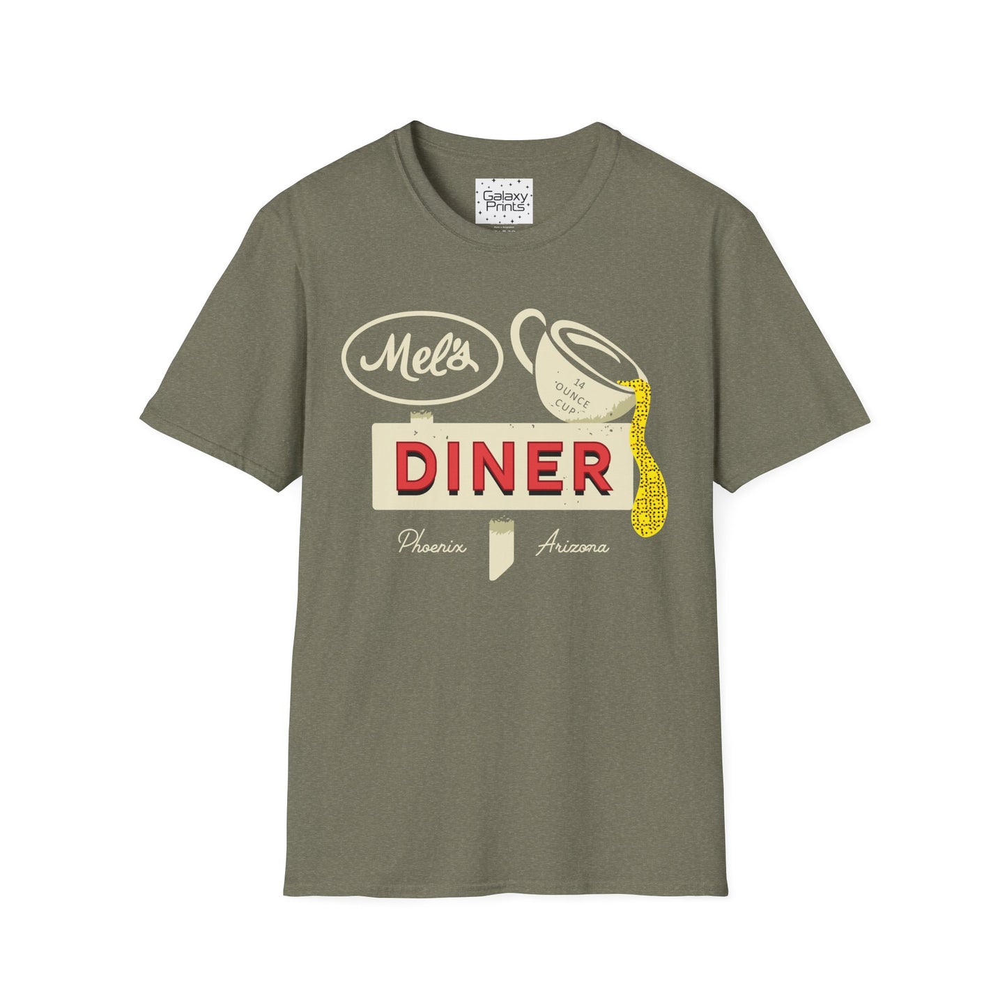 Unisex T-Shirt - POP Culture - 'Mel's Diner Phoenix, AX from the Sitcom Alice - Kiss my grits Mel'