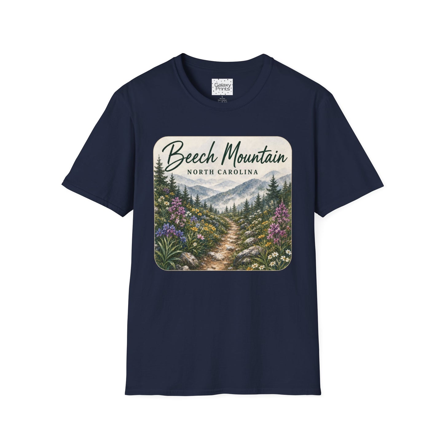 Beech Mountain North Carolina Scenic T-Shirt — Mountain Trail Floral Design