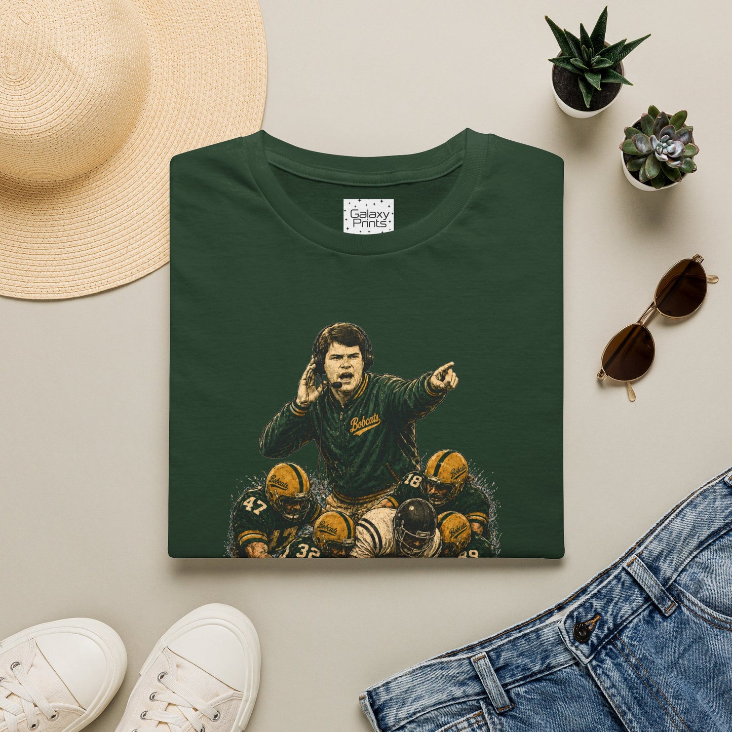 Lees-McRae College Bobcats Vintage Football T-Shirt — Coach Johnson  "Get There! x 3 Get it up" - Forever Undefeated