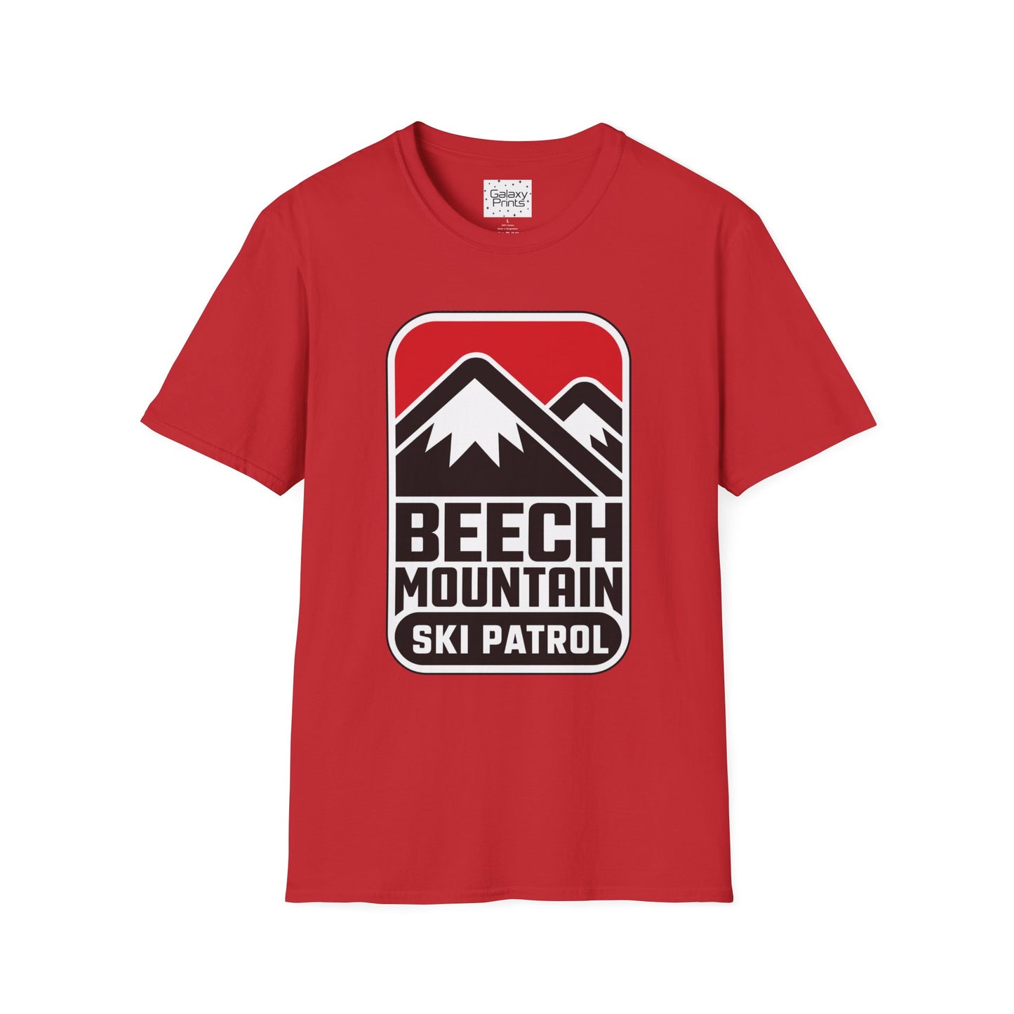 Ski Patrol Beech Mountain Retro T-Shirt — Beech Mountain Ski Patrol with Mountains on the back- logo Tee
