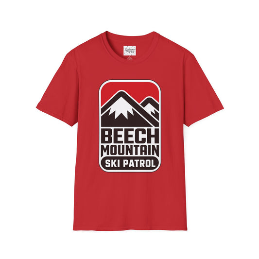 Ski Patrol Beech Mountain Retro T-Shirt — Beech Mountain Ski Patrol with Mountains on the back- logo Tee