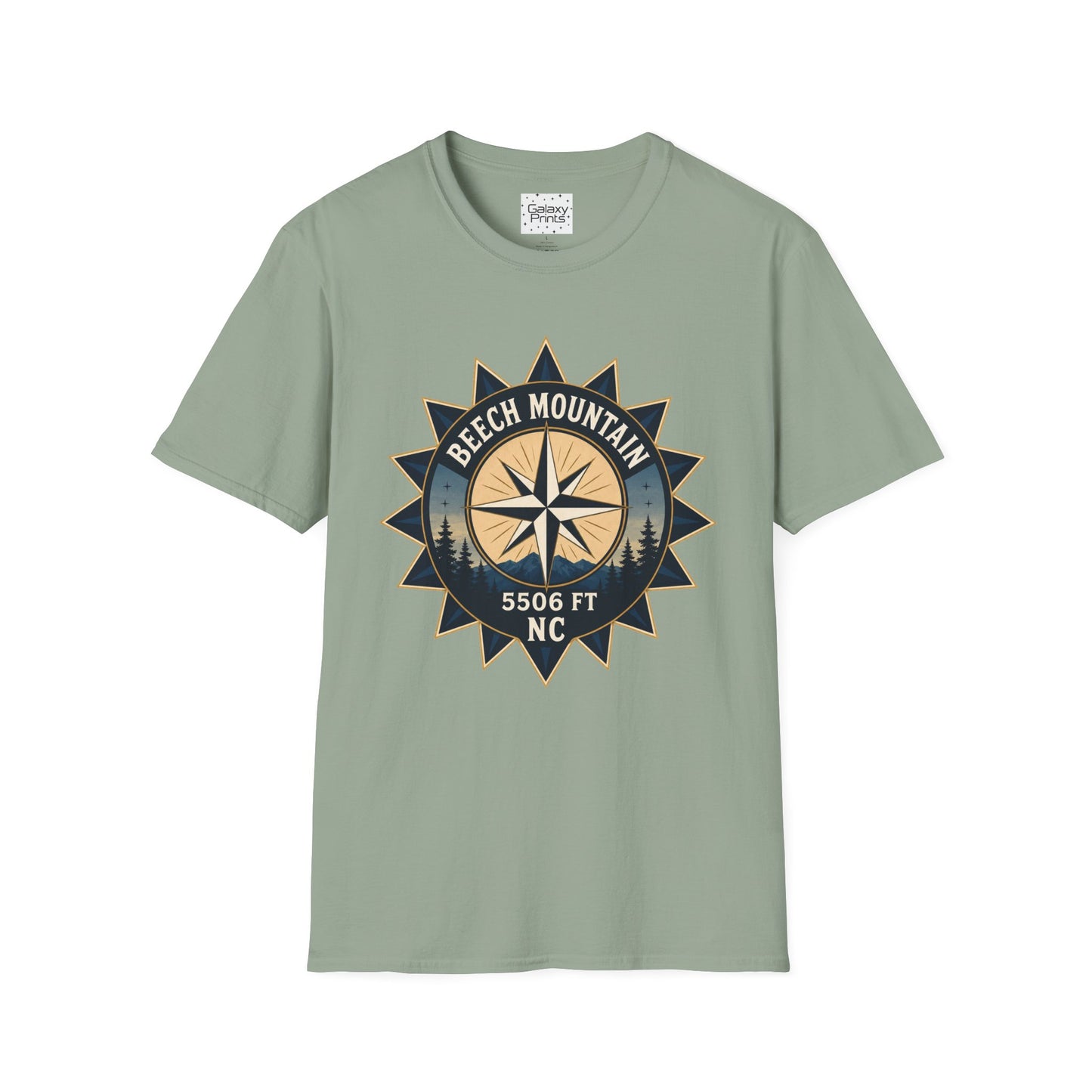 Beech Mountain Compass T-Shirt — Vintage NC 5506 ft Outdoor Tee