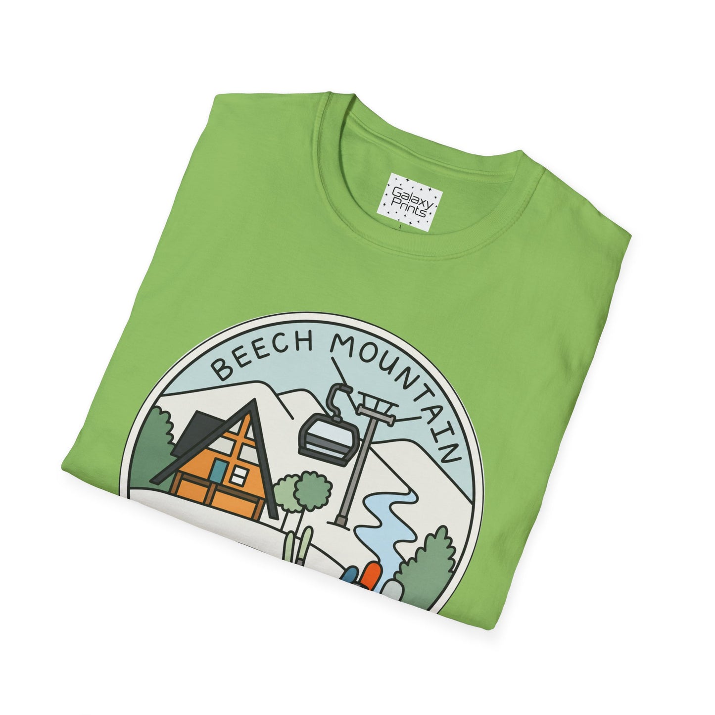 Beech Mountain NC Ski Lift Cartoon T-Shirt — Mountain Cabin & River Outdoor Cartoon Graphic Tee