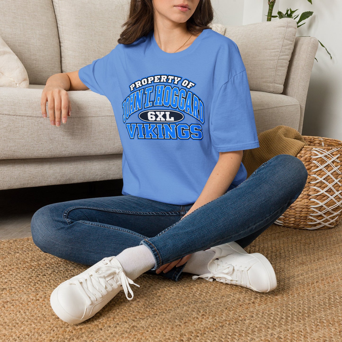 Property of JTH Vikings T‑Shirt 6XL — Viking in Power Circle back - Hoggard School Spirit Tee