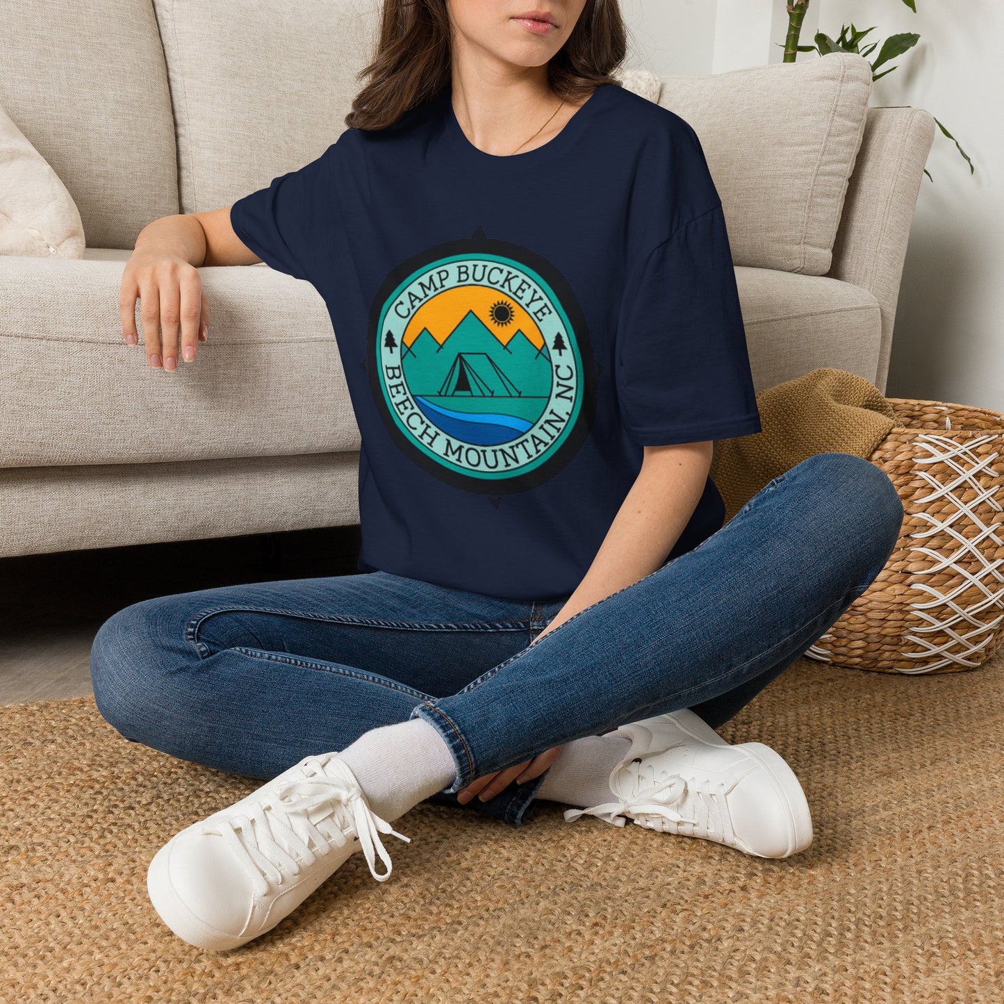 Camp Buckeye Beach Mountains T-Shirt — Vintage Outdoor Camping Badge Tee