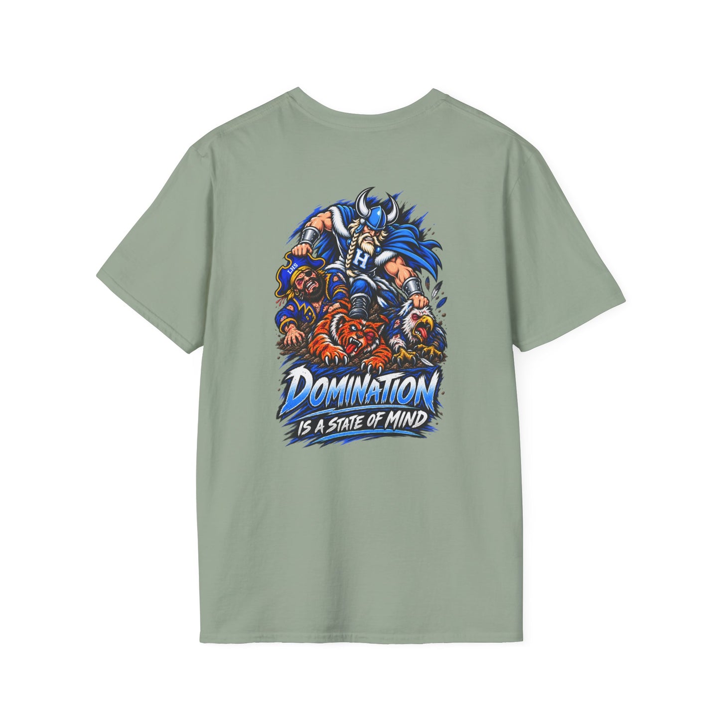 Unisex T-Shirt - Hoggard Vikings Inspired - Hoggard helmet and 'Domination is a State of Mind' - over our rivals
