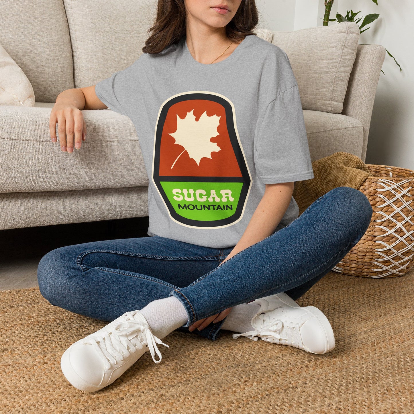 Sugar Mountain Ski Maple Leaf T-Shirt - Retro Throw Back to the 80's