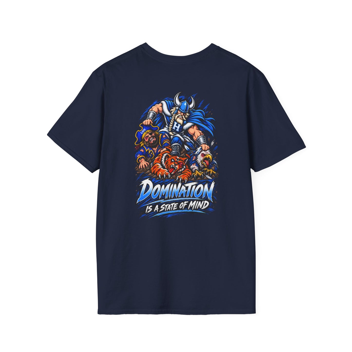 Unisex T-Shirt - Hoggard Vikings Inspired - Hoggard helmet and 'Domination is a State of Mind' - over our rivals