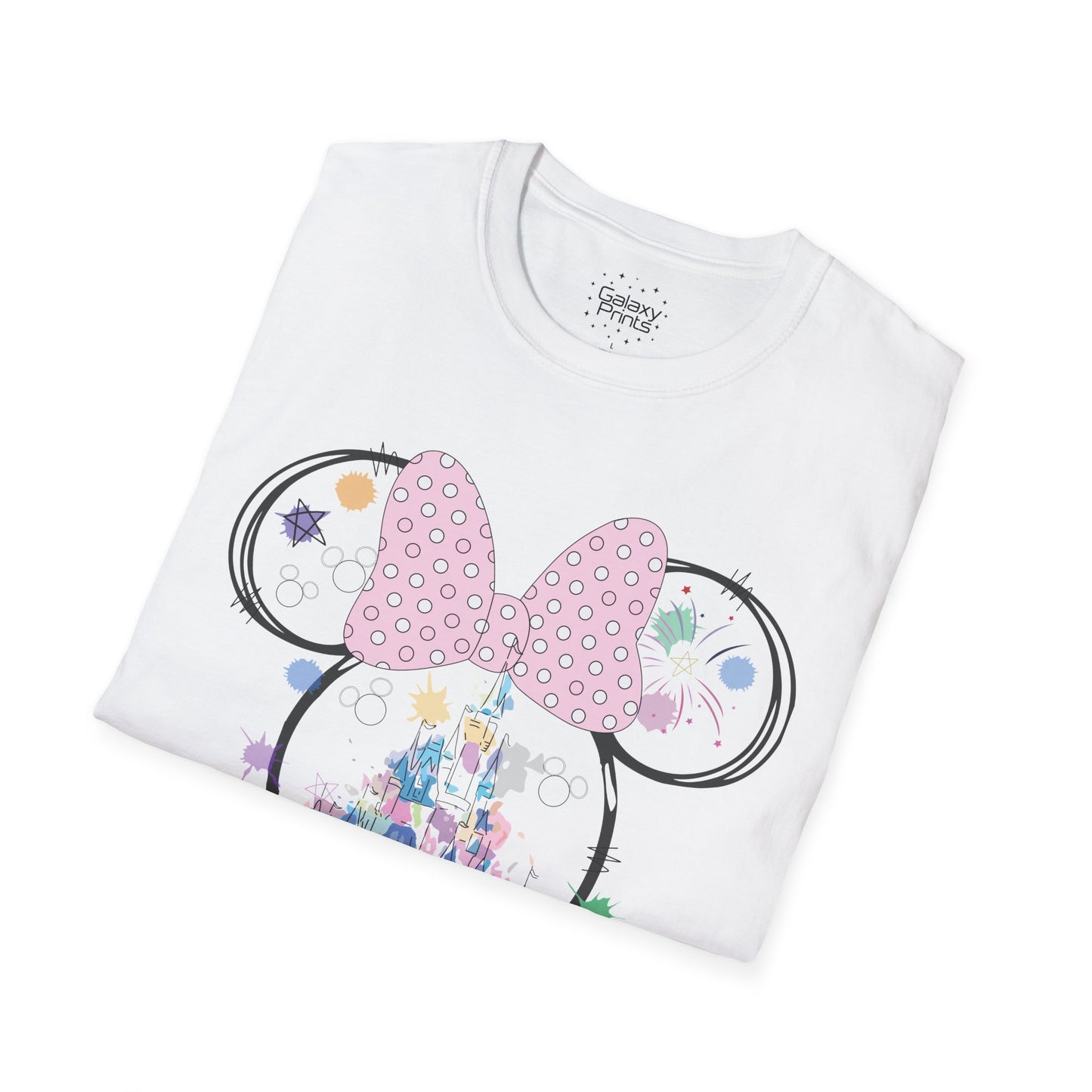 Unisex T-Shirt - DISNEY Inspired - 'Minnie Bow with Pink Castle'