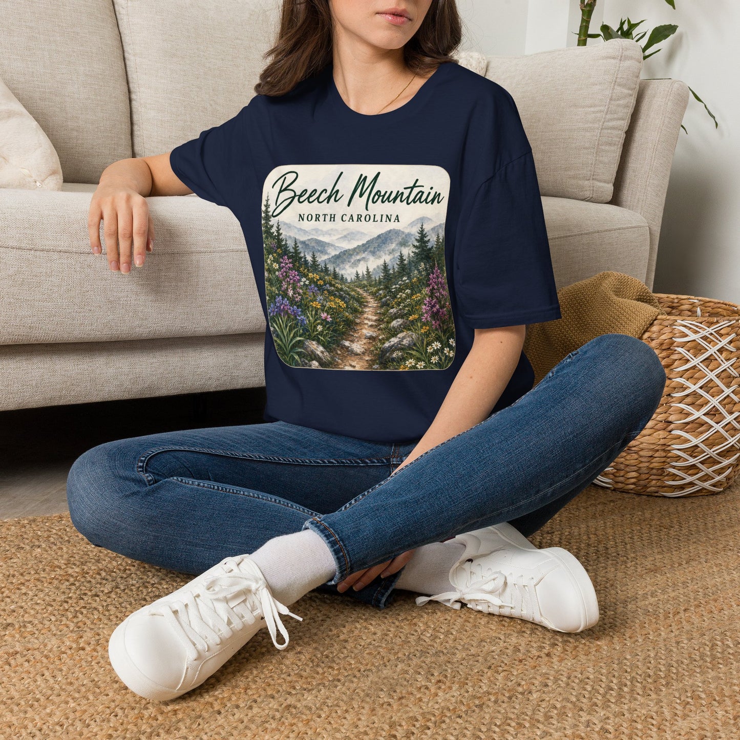 Beech Mountain North Carolina Scenic T-Shirt — Mountain Trail Floral Design