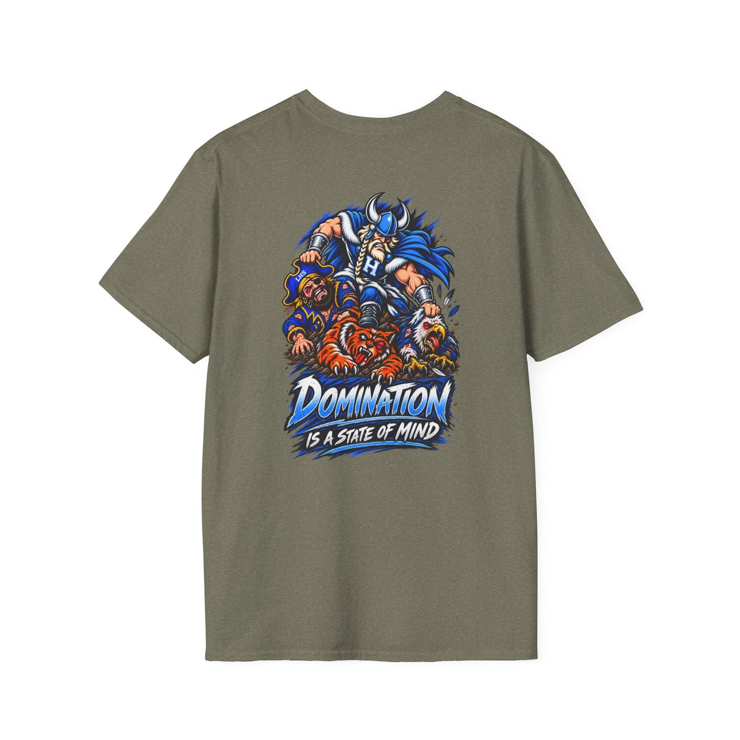 Unisex T-Shirt - Hoggard Vikings Inspired - Hoggard helmet and 'Domination is a State of Mind' - over our rivals