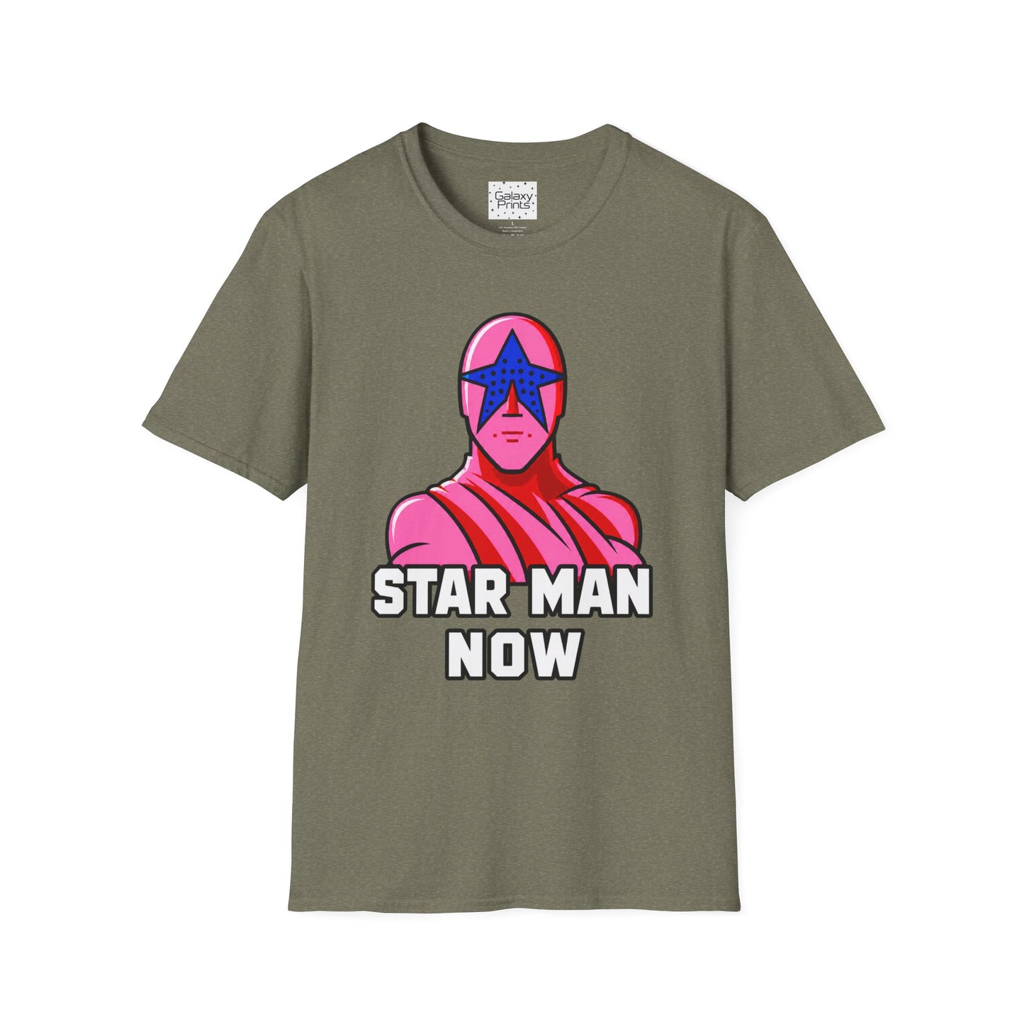 STAR MAN Nin Wrestling video game "NOW" and "THEN" T-Shirt — Retro Pop Hero Graphic Tee - Nin Wrestler STAR MAN video game - Current Culture