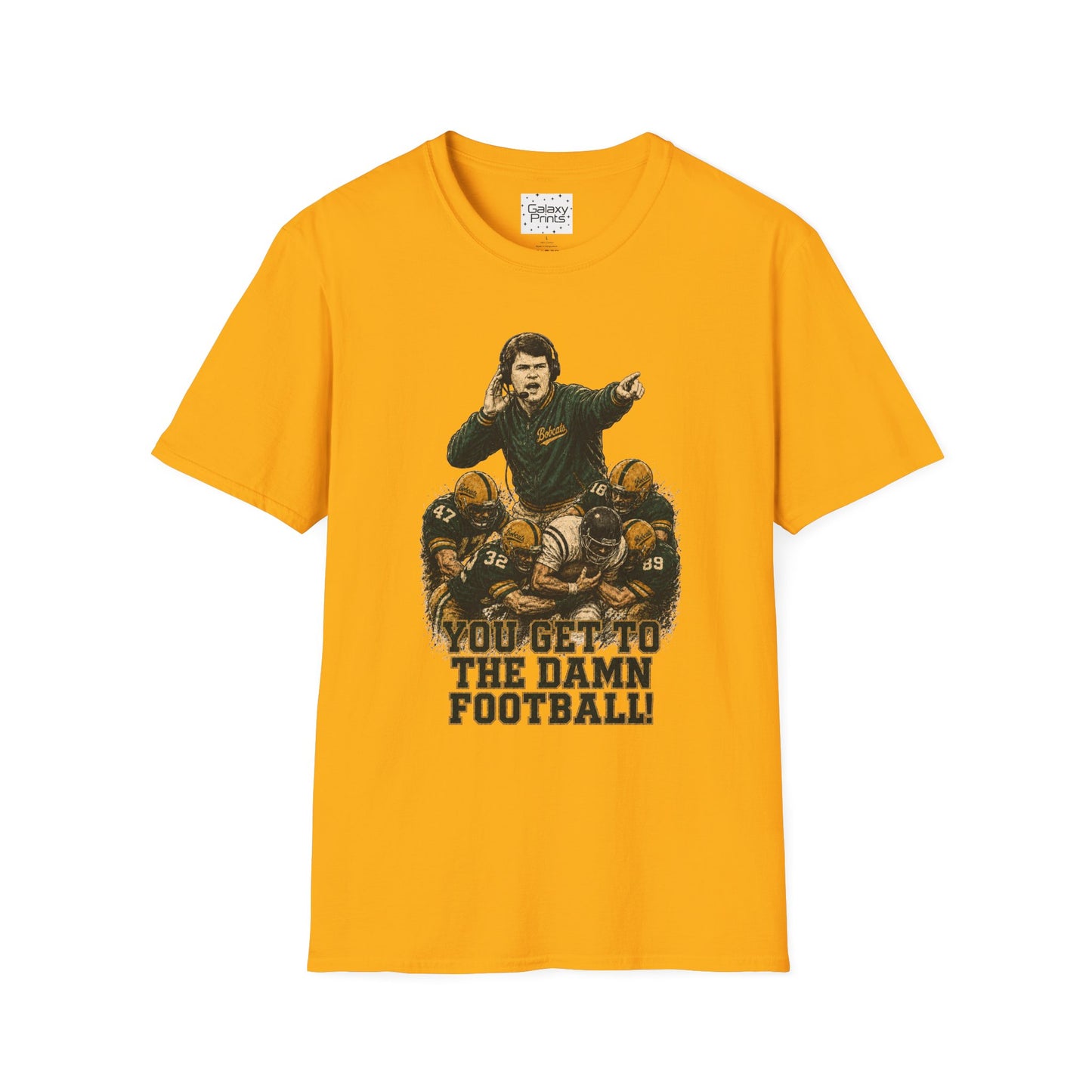 Lees-McRae College Bobcats Vintage Football T-Shirt — Coach Johnson #2  "You Get To The Darm Football" - Forever Undefeated