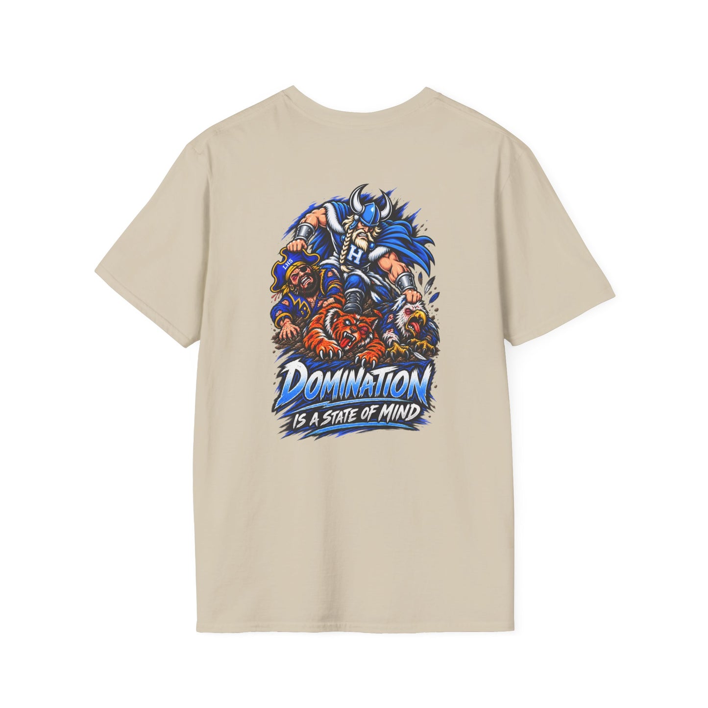 Unisex T-Shirt - Hoggard Vikings Inspired - Hoggard helmet and 'Domination is a State of Mind' - over our rivals