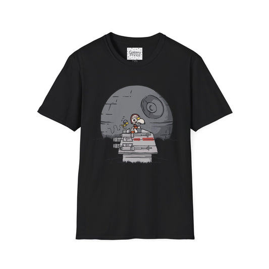 PEANUTS Star Wars Inspired Unisex T-Shirt - Snoopy as Luke Skywalker X-Wing to Death Star